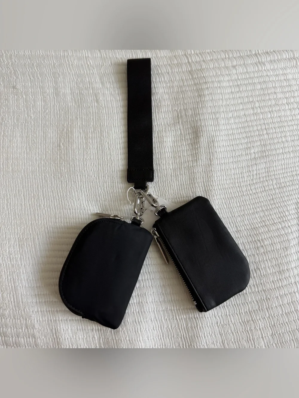 Lululemon Black Dual Pouch Wristlet Keychain — Brand New w/ Tags
